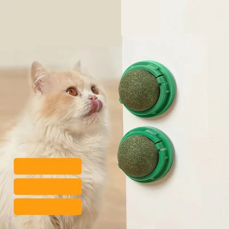 O Catnip Cat Wall Stick-on Ball Toy Scratchers Treats Healthy Natural Remove Balls para promover a digestão Cat Grass Snack