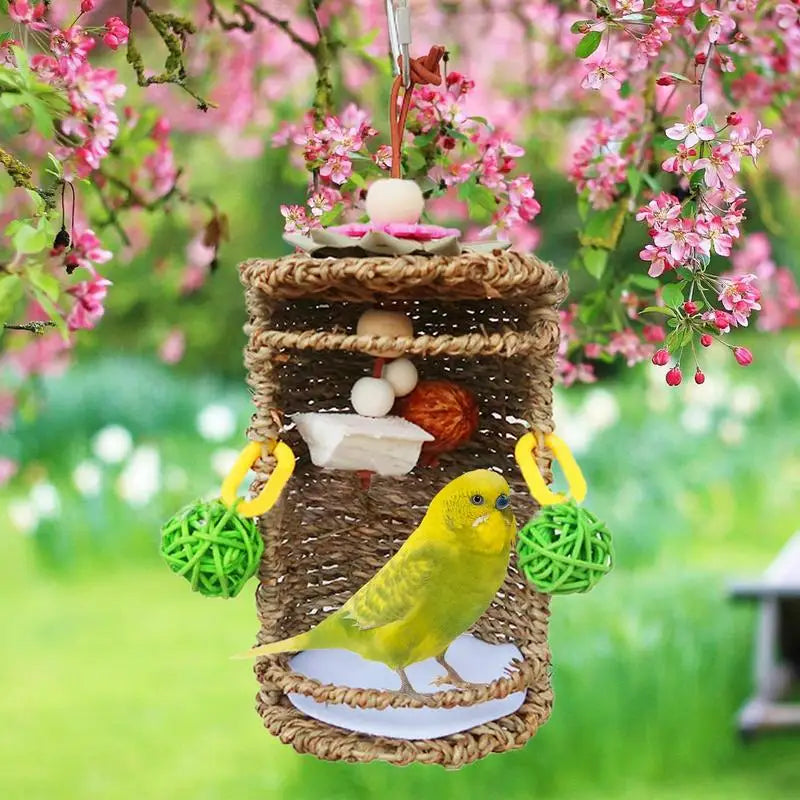 Bird Nest Snuggle Hut Bird Tent Hammock Hang Nest Breathable Seagrass Bird House Hang Swing Nest Toy For Small Birds Conures