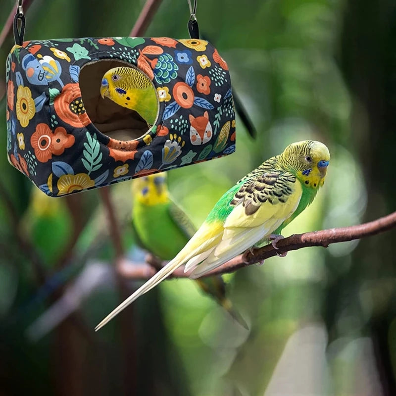 Bird Hanging Hammock for Cage Winter Warm Nest Tent House Plush Hideout Parrot Snuggle for Sleeping Playing & Rest