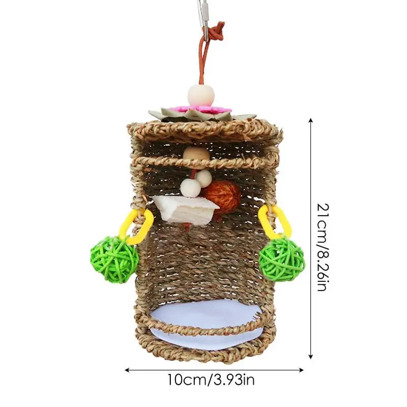 Bird Nest Snuggle Hut Bird Tent Hammock Hang Nest Breathable Seagrass Bird House Hang Swing Nest Toy For Small Birds Conures