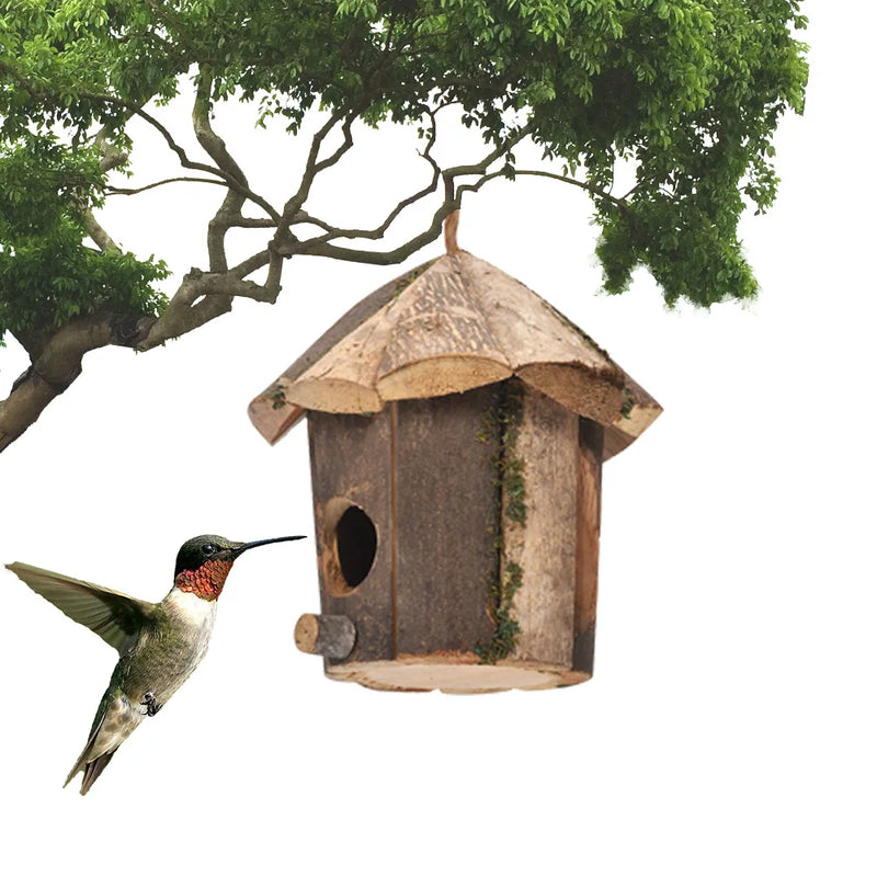 Hummingbird House Hanging Bird Hut Wild Bird Nesting Box For Bluebird Wren Finchs Hummingbird Outdoor Garden Decor