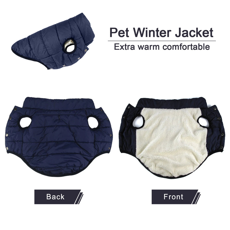 Roupas de inverno para cachorros, casaco quente à prova de frio para cães ao ar livre com forro de lã de algodão, roupas para filhotes de buldogue francês, casaco