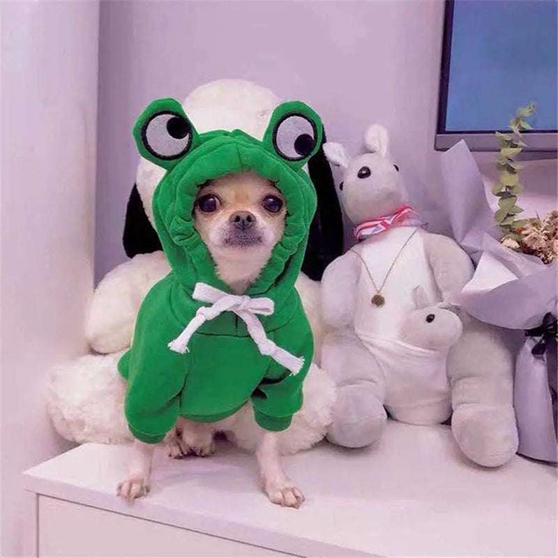 Moletom com capuz para cachorro fofo, formato de sapo, casacos para cachorro, fantasia de cosplay de Halloween para animais de estimação, roupas para animais de estimação, moletom com capuz para cachorros e gatos