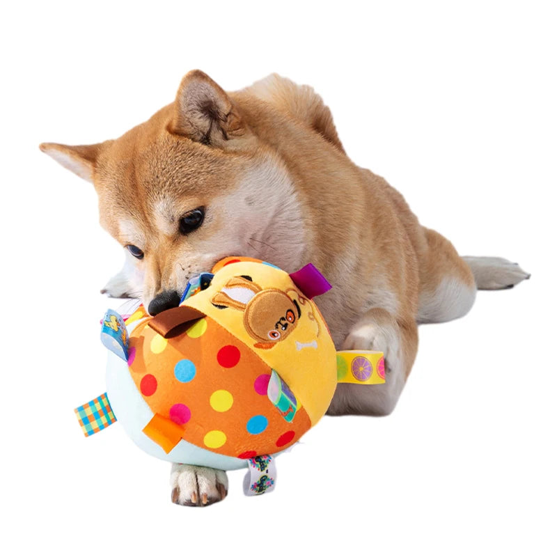 Interactive Ball Dog Toy for Aggressive Chewers Training Decompress Bite Resistant Plush Handle Dog Toys with Bells Pet Supplies