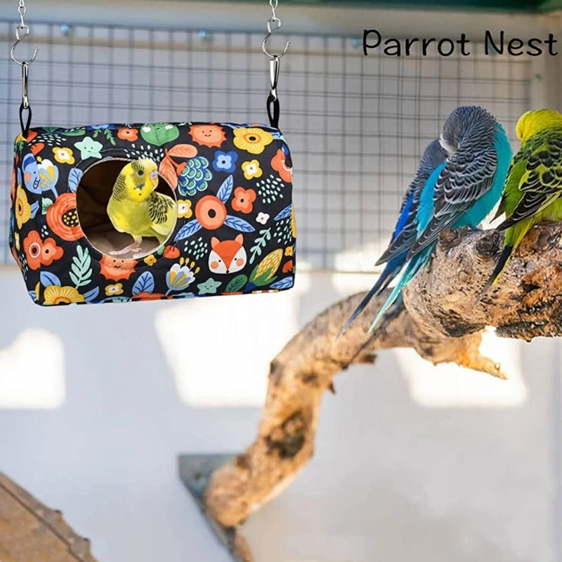 Bird Hanging Hammock for Cage Winter Warm Nest Tent House Plush Hideout Parrot Snuggle for Sleeping Playing & Rest