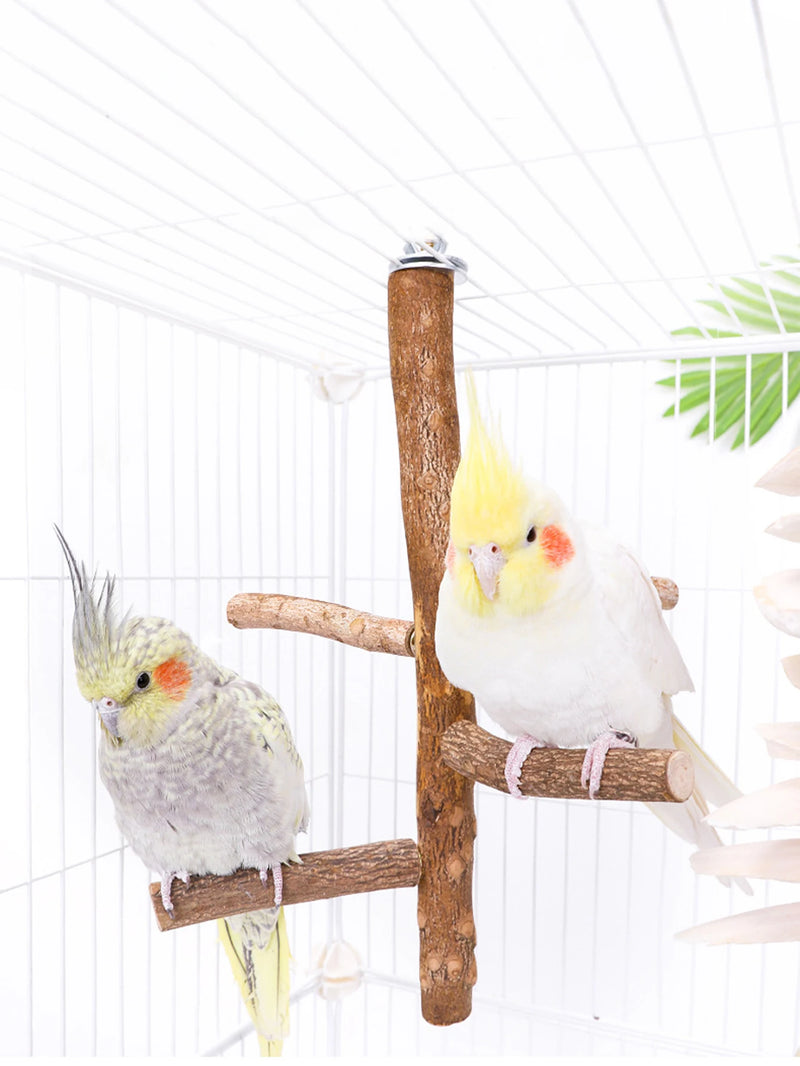 Natural Wood Bird Branch Stand Perches Pet Parakeet Budgie Hanging Play Toy Bird Cage Parrot Wooden Desk Holder Perches Platform