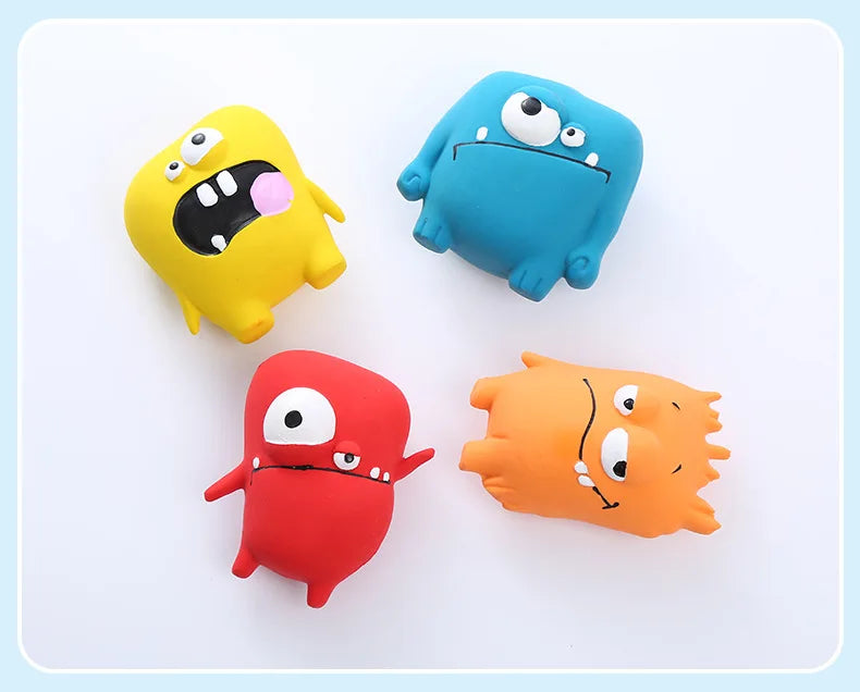 Dog Chew Toy Pet Squeaky Ball Toy Teeth Care Cartoon Big Eye Monster Rubber Latex Interactive Trainning Puppy Pet Dog Supplies