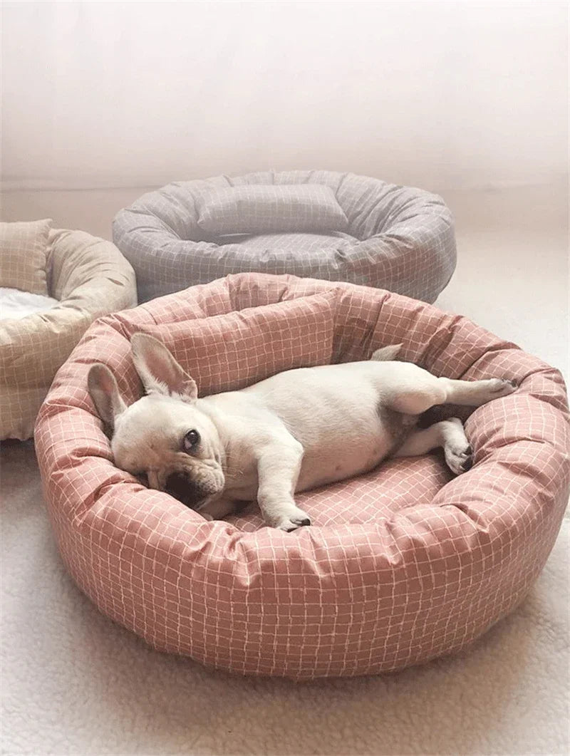 Round Pet Beds for Dogs Cats Universal for all seasons Soft Cloth Pet Mat with Pillow Pet Sleeping Cushions Sofa dog Accessoires