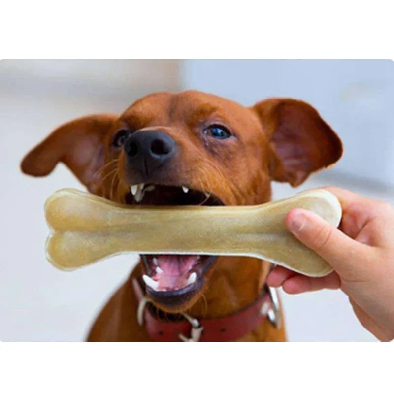 Brinquedos de mastigar robustos para cães Ossos de couro de vaca Palitos dentais Guloseimas caninas Suprimentos para limpeza de dentes Lanches nutritivos para pequenos, médios e grandes