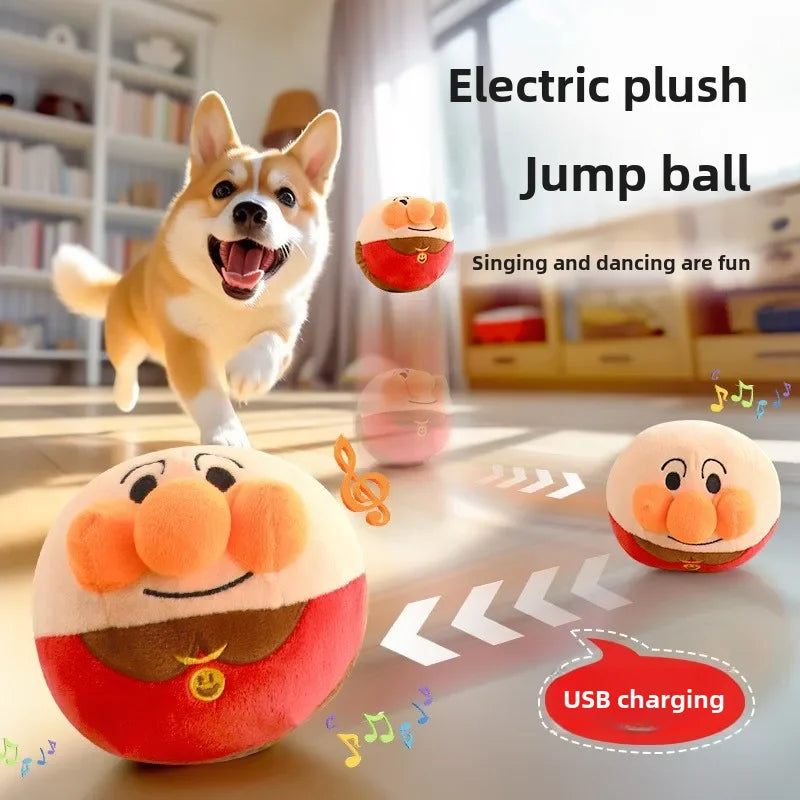 Interactive Dog Toy Teddy Music Clip Electric Plush Jump Ball Usb Rechargeable Clown Cartoon Dog Toys For Puppies