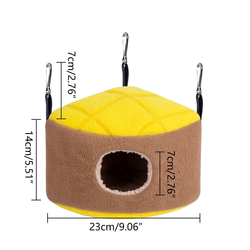 Ninho de papagaio pelúcia aconchegante pássaro rede quente pequeno animal de estimação cama de inverno com ganchos de metal pendurados para calopsitas periquitos