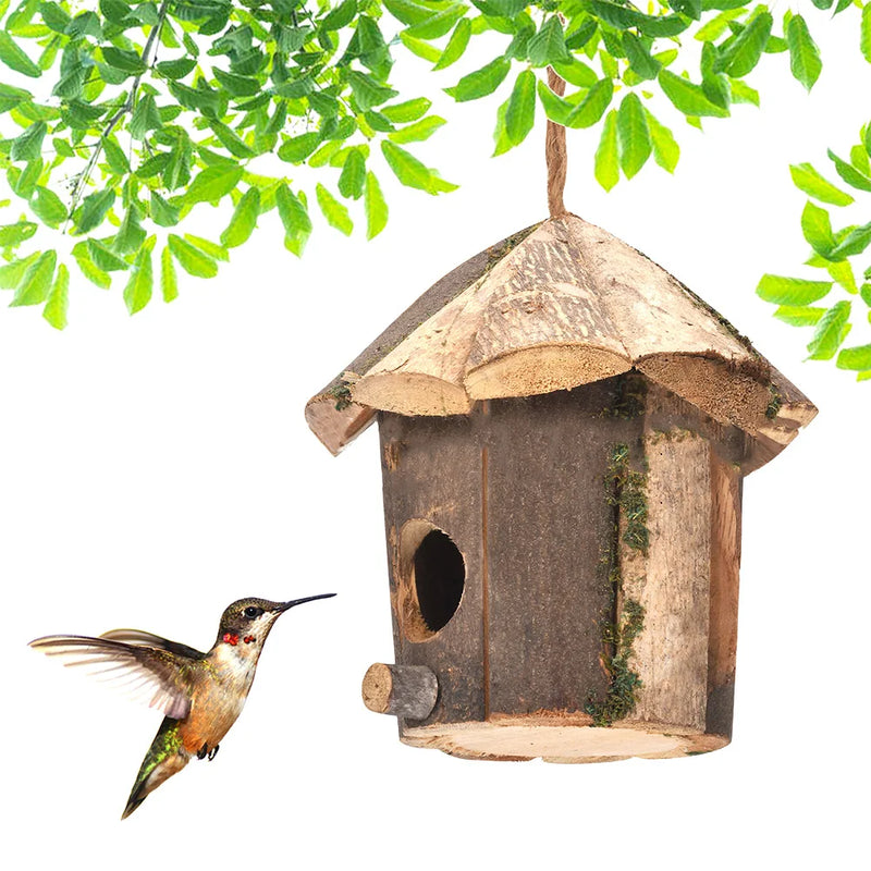 Hummingbird House Hanging Bird Hut Wild Bird Nesting Box For Bluebird Wren Finchs Hummingbird Outdoor Garden Decor