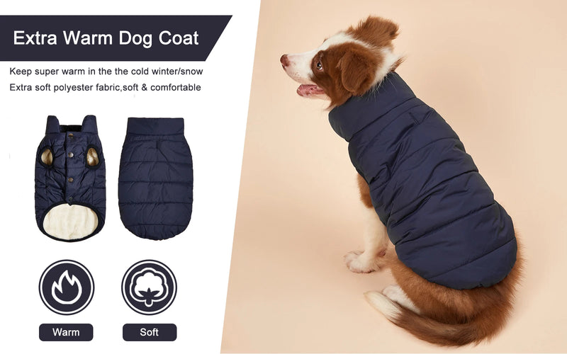 Roupas de inverno para cachorros, casaco quente à prova de frio para cães ao ar livre com forro de lã de algodão, roupas para filhotes de buldogue francês, casaco