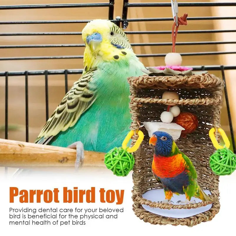 Bird Nest Snuggle Hut Bird Tent Hammock Hang Nest Breathable Seagrass Bird House Hang Swing Nest Toy For Small Birds Conures