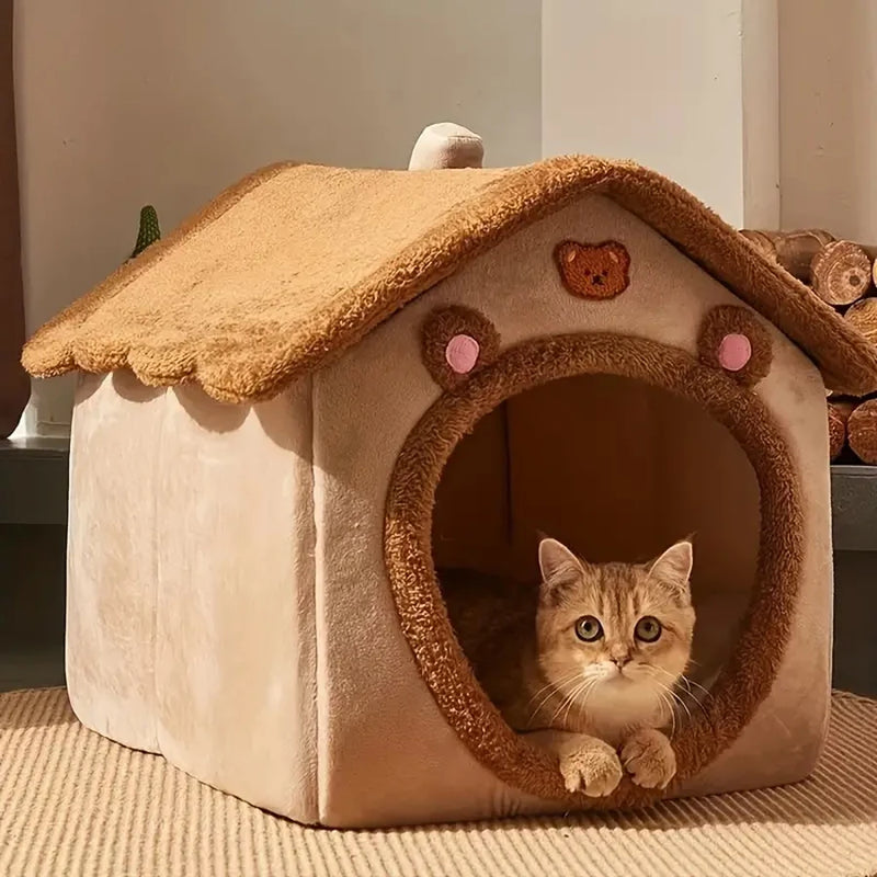 Casa dobrável para animais de estimação, casa removível e lavável para gatos, caverna para filhotes, sofá, cama para animais de estimação, casa para cães extra pequenos e gatos pequenos e médios