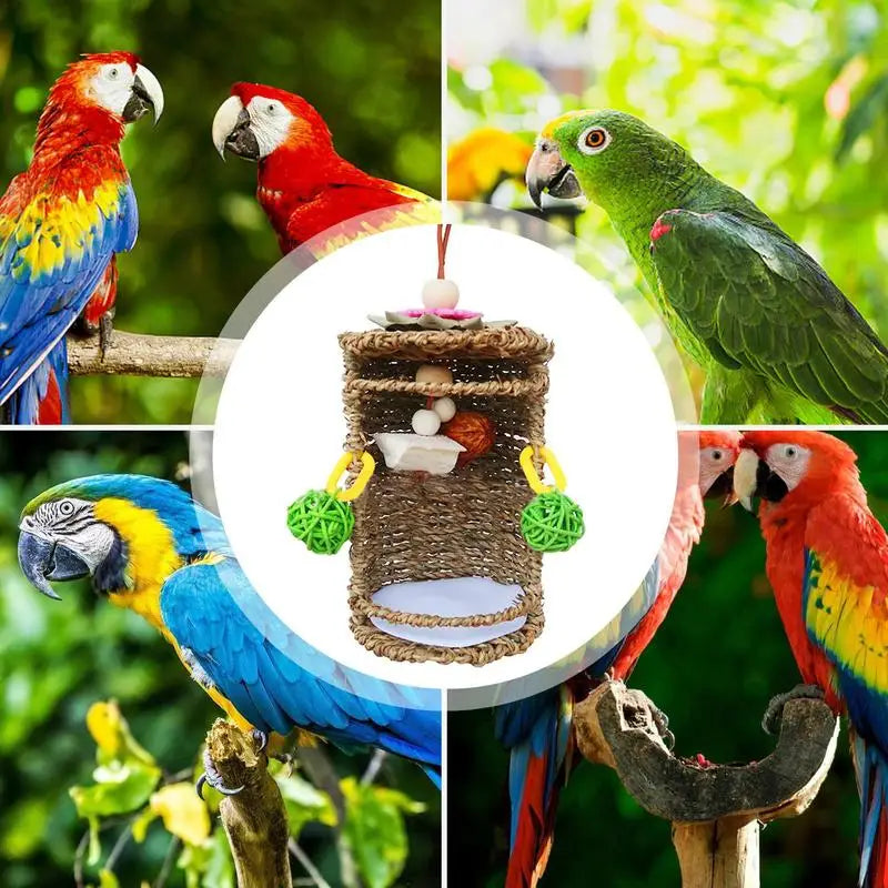 Bird Nest Snuggle Hut Bird Tent Hammock Hang Nest Breathable Seagrass Bird House Hang Swing Nest Toy For Small Birds Conures