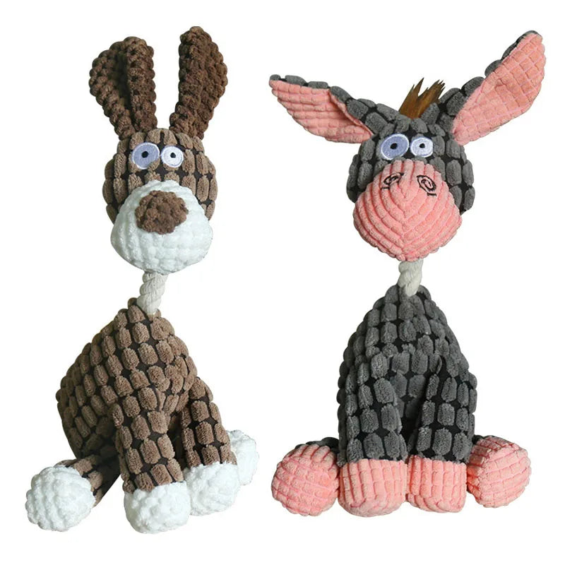 Brinquedo divertido para animais de estimação, brinquedo de mastigar em veludo cotelê em forma de burro para cães, filhotes, guincho, osso de pelúcia que range, brinquedo para molar, treinamento para animais de estimação, acessórios para cães