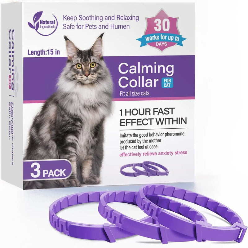 Pet Cats and Dog Flea And Tick Collar Efficient Relieve  Anxiety Calming Collars Adjustable for Small Medium Dogs and Cat 3 Pack