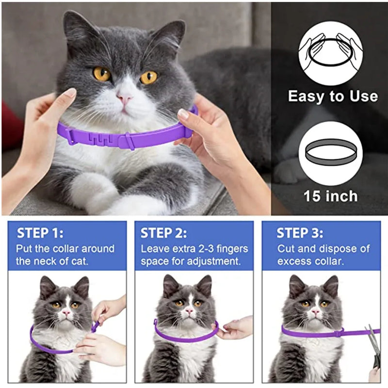 Pet Cats and Dog Flea And Tick Collar Efficient Relieve  Anxiety Calming Collars Adjustable for Small Medium Dogs and Cat 3 Pack