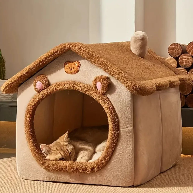 Casa dobrável para animais de estimação, casa removível e lavável para gatos, caverna para filhotes, sofá, cama para animais de estimação, casa para cães extra pequenos e gatos pequenos e médios