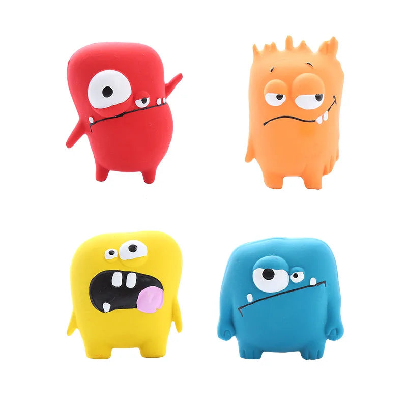 Dog Chew Toy Pet Squeaky Ball Toy Teeth Care Cartoon Big Eye Monster Rubber Latex Interactive Trainning Puppy Pet Dog Supplies