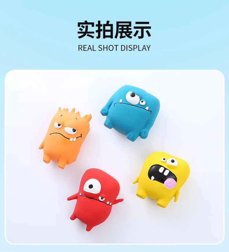 Dog Chew Toy Pet Squeaky Ball Toy Teeth Care Cartoon Big Eye Monster Rubber Latex Interactive Trainning Puppy Pet Dog Supplies