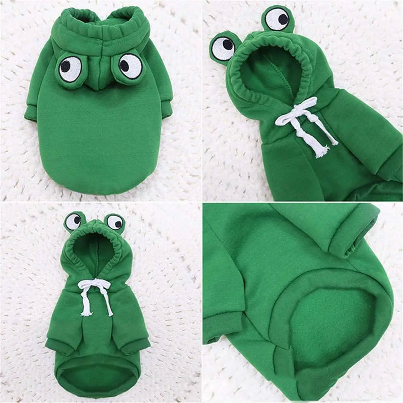 Moletom com capuz para cachorro fofo, formato de sapo, casacos para cachorro, fantasia de cosplay de Halloween para animais de estimação, roupas para animais de estimação, moletom com capuz para cachorros e gatos