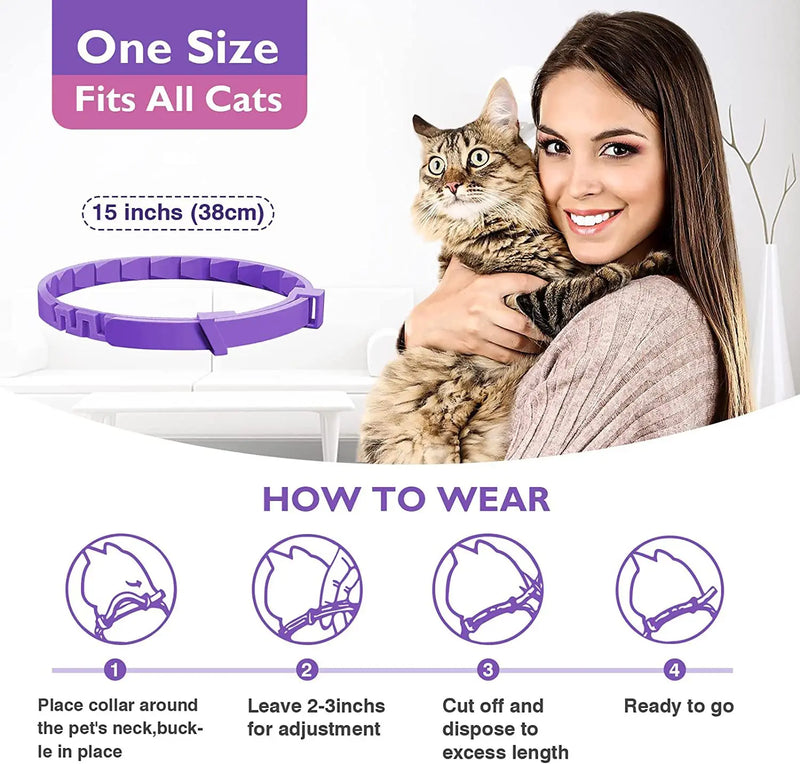 Pet Cats and Dog Flea And Tick Collar Efficient Relieve  Anxiety Calming Collars Adjustable for Small Medium Dogs and Cat 3 Pack