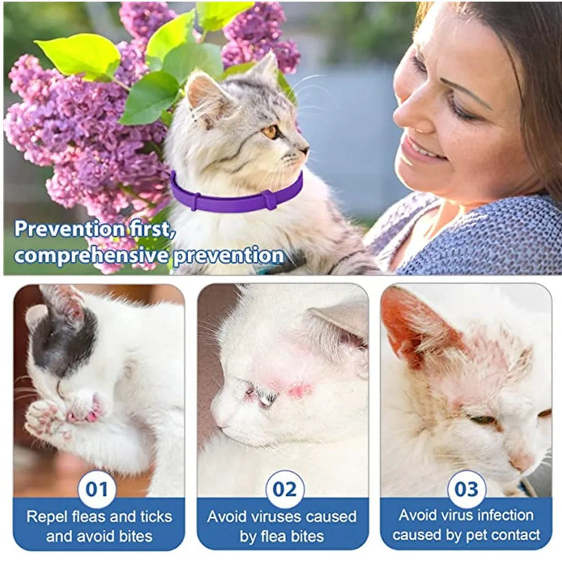 Pet Cats and Dog Flea And Tick Collar Efficient Relieve  Anxiety Calming Collars Adjustable for Small Medium Dogs and Cat 3 Pack