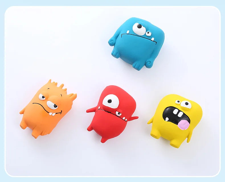 Dog Chew Toy Pet Squeaky Ball Toy Teeth Care Cartoon Big Eye Monster Rubber Latex Interactive Trainning Puppy Pet Dog Supplies