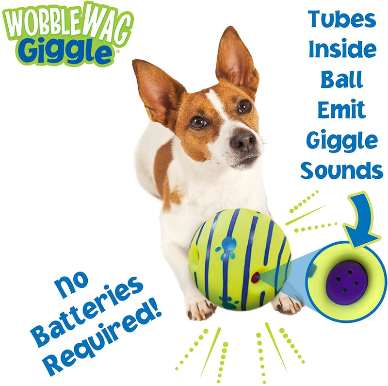 Wobble Wag Giggle Glow Ball Interactive Dog Toy Fun Giggle Sounds When Rolled or Shaken Pets Know Best As Seen On TV