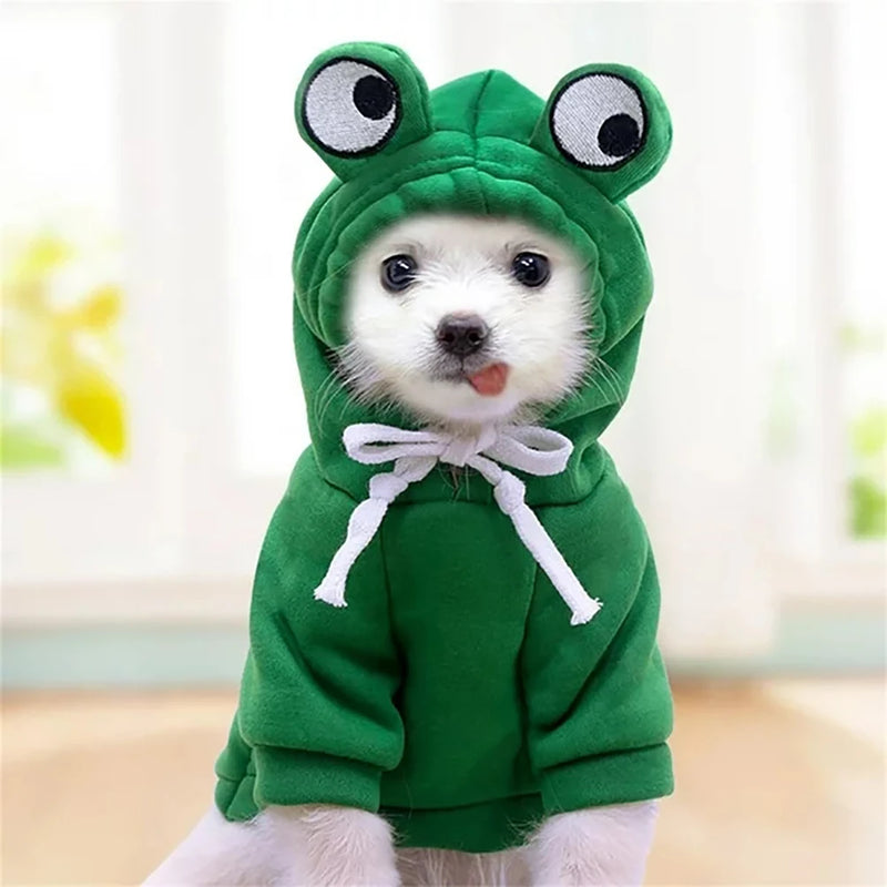 Moletom com capuz para cachorro fofo, formato de sapo, casacos para cachorro, fantasia de cosplay de Halloween para animais de estimação, roupas para animais de estimação, moletom com capuz para cachorros e gatos