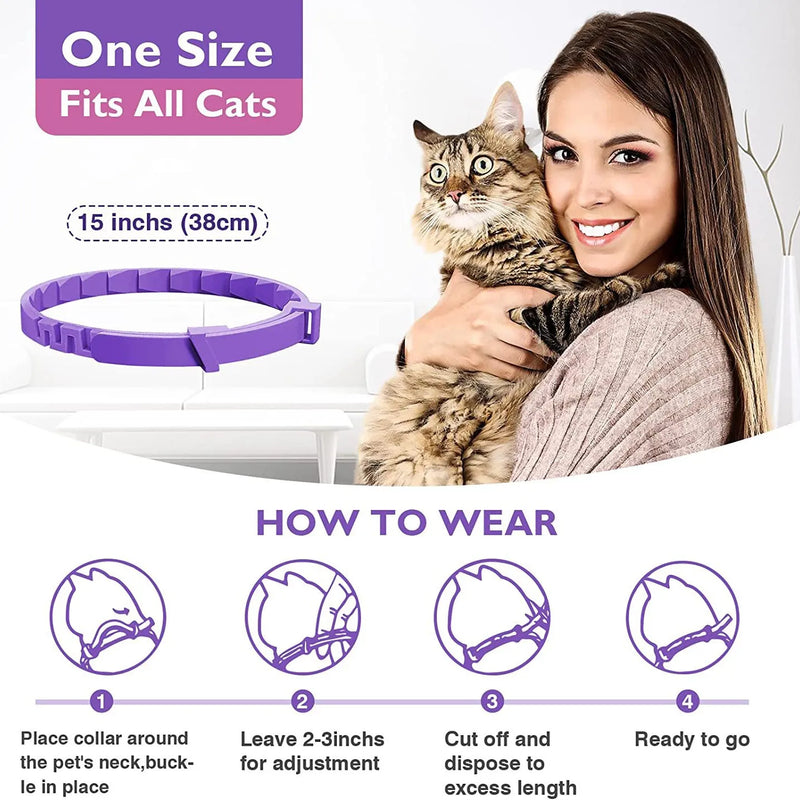 Pet Cats and Dog Flea And Tick Collar Efficient Relieve  Anxiety Calming Collars Adjustable for Small Medium Dogs and Cat 3 Pack