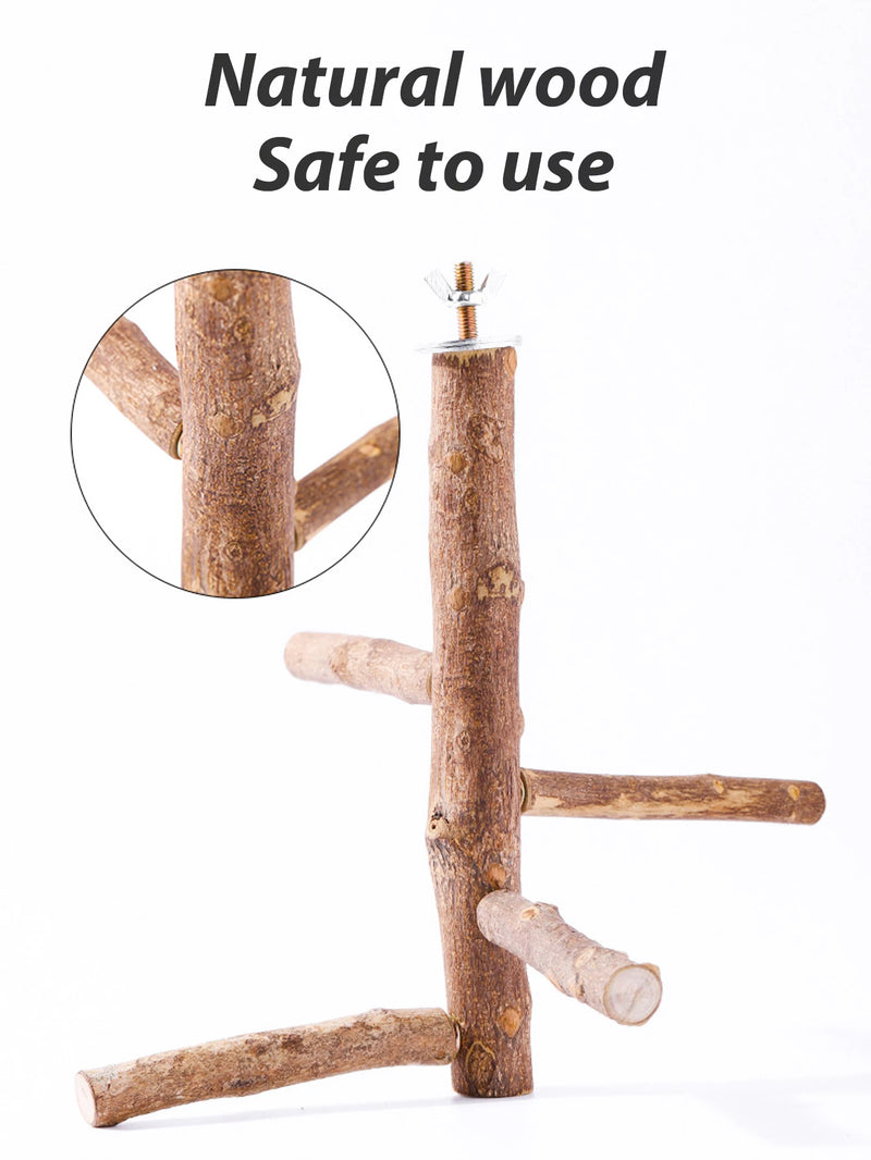 Natural Wood Bird Branch Stand Perches Pet Parakeet Budgie Hanging Play Toy Bird Cage Parrot Wooden Desk Holder Perches Platform