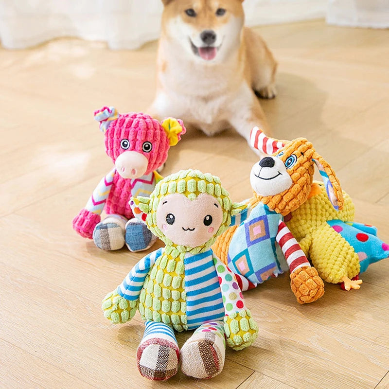 Brinquedo de pelúcia para animais de estimação, brinquedo de quebra-cabeça para gatos e cachorros, animais fofos, resistentes a mordidas, interativos, que rangem, brinquedo de limpeza de dentes de cachorro, suprimentos para animais de estimação