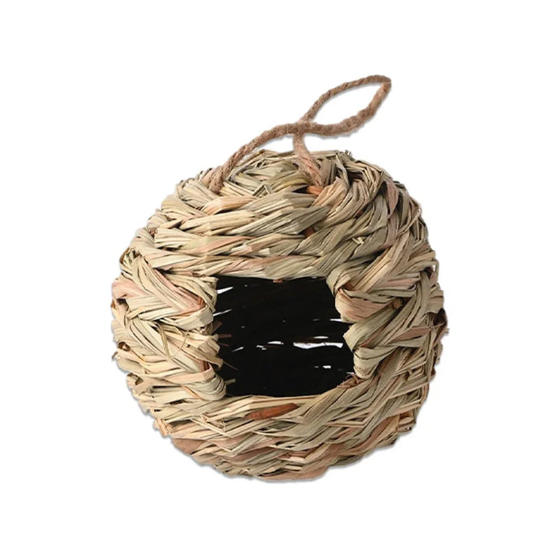 Hummingbird Nest House Birds Nest Bird Cage Hanging Bird House Hand-woven Hung Straw Nest Natural Grass Bird For Garden Patio